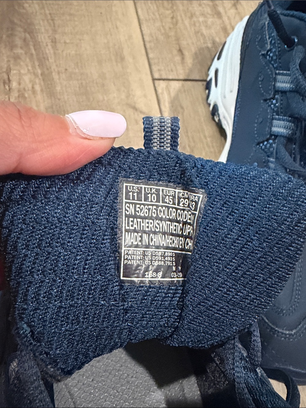 Skechers Mens Navy and White D'Lites Athletic Sneakers - Picture 9 of 11